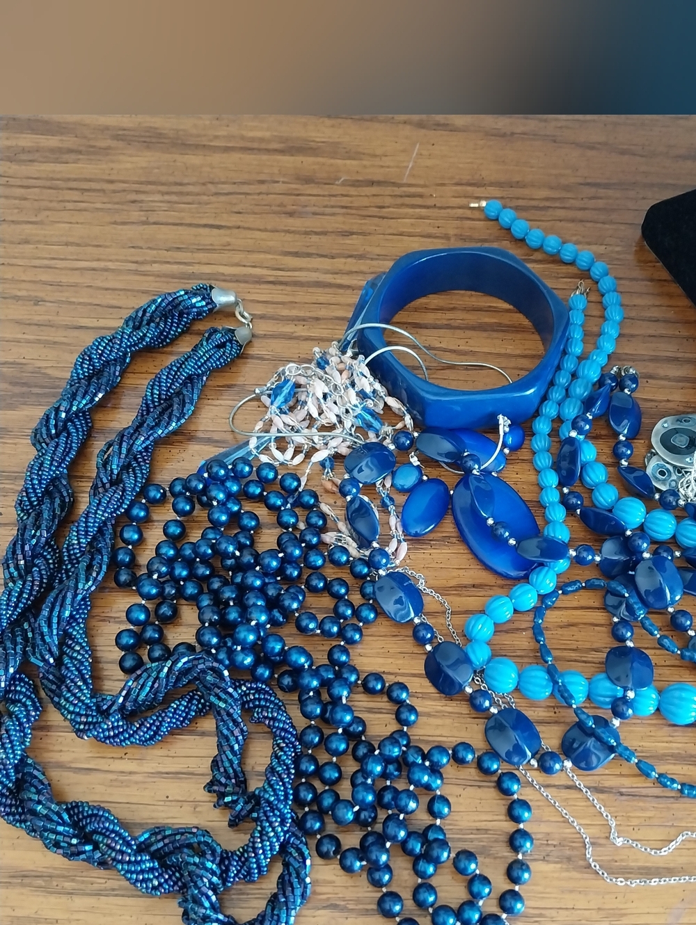 Blue Statement Jewelry Collection in Wooden Organizer - Picture 5 of 10